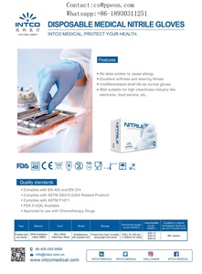 Intco Nitrile Gloves FDA/CE/En455 certified
